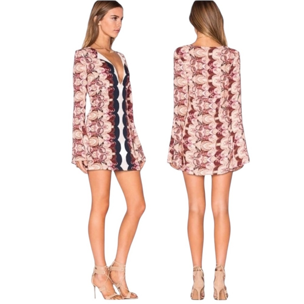 FREE PEOPLE Ossie Vibes Bell Sleeves Print Tunic Dress in Ivory - Picture 13 of 13